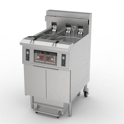 electric two pots 3 baskets 21.5L+11.6L with oil filter system chips open deep fryer