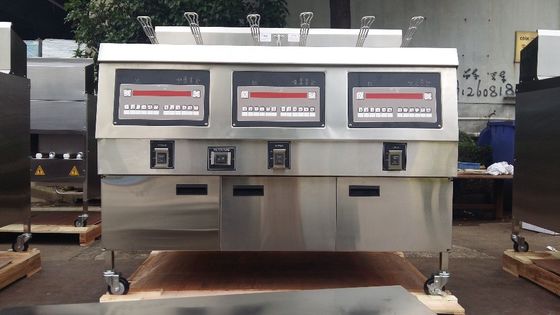 Digital Computer Panel Three Pots Six Baskets Open Deep Fryer With Filtration