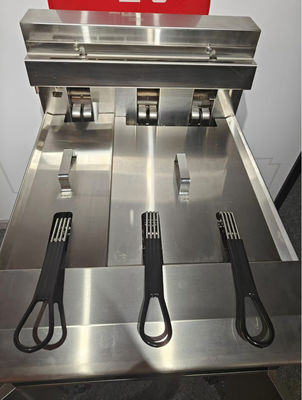 electric two pots 3 baskets 21.5L+11.6L with oil filter system chips open deep fryer