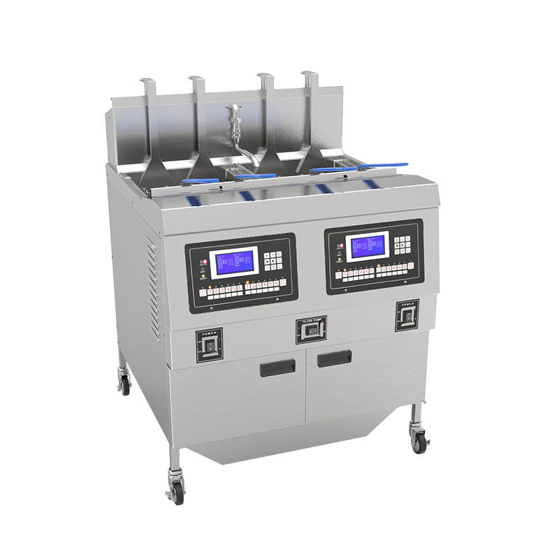 Auto Lift&amp;Down Two Pots Four Baskets With Oil Filtration Electric Heating Chips Open Deep Fryer