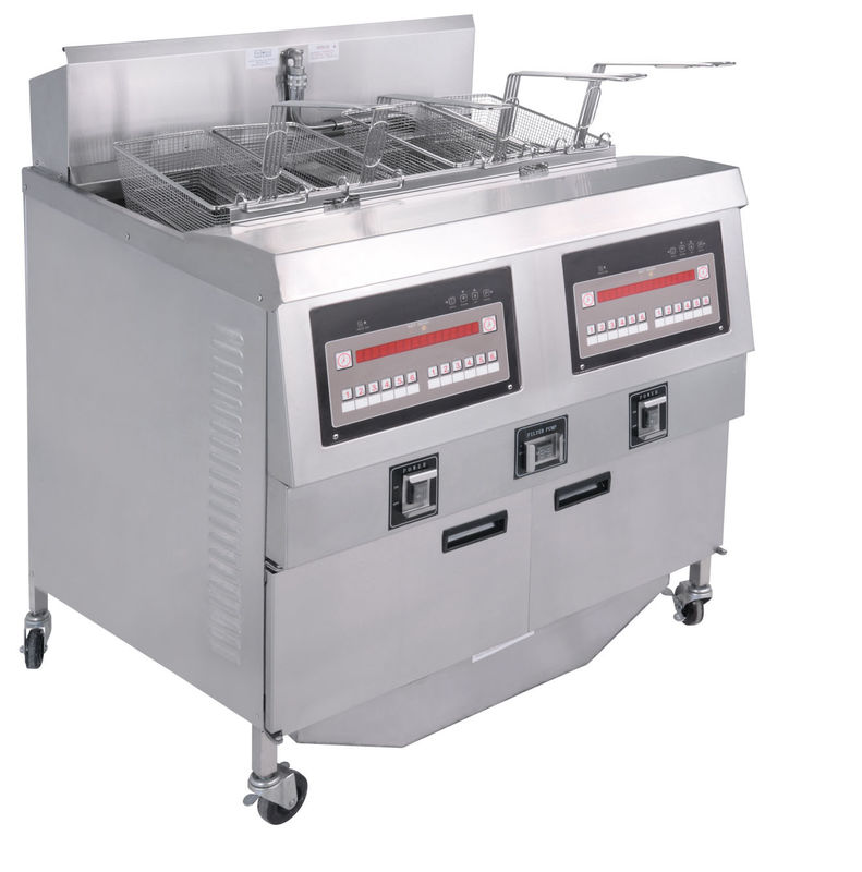 Digital Computer Panel Two Pots Four Baskets Automatic Deep Fryer Machine GAS Open Deep Fryer